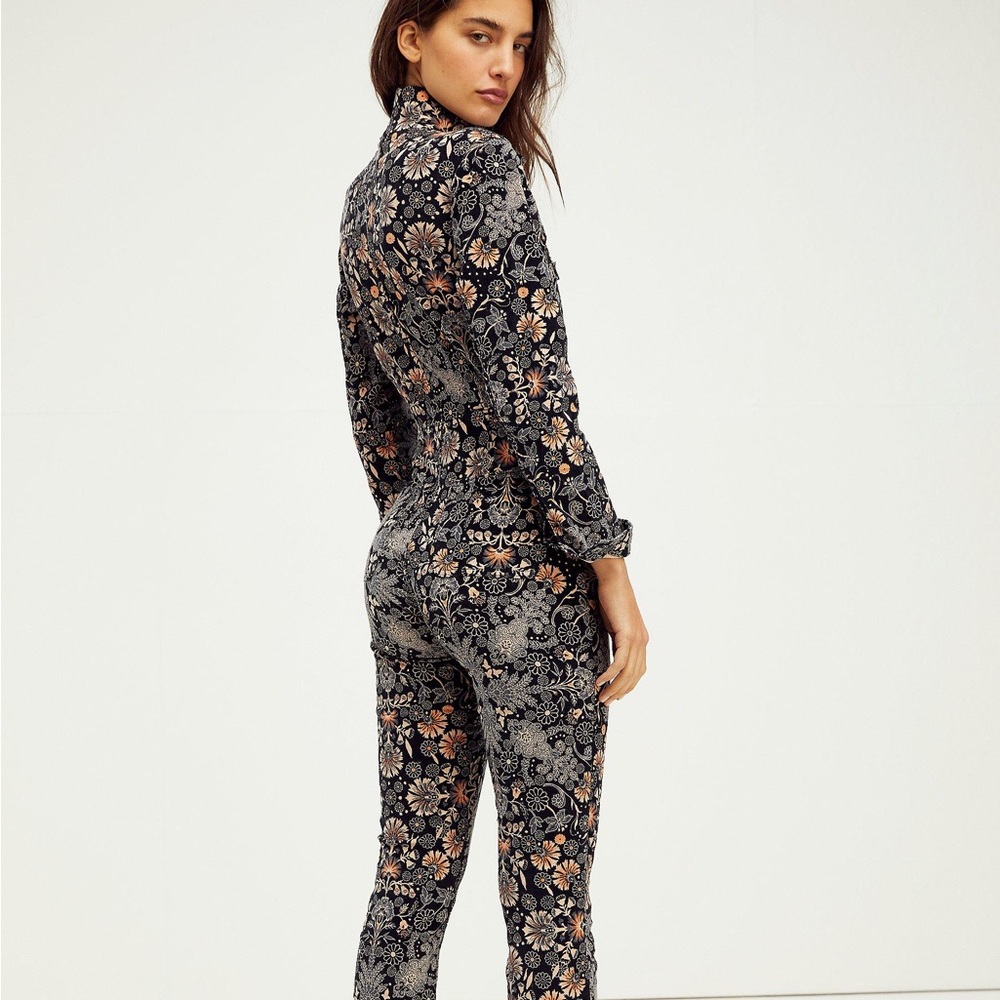 ISO Free People Lennox Floral Cord Jumpsuit XS/S